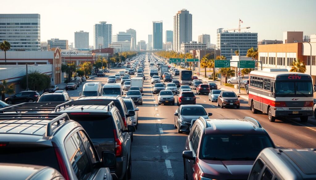 A bustling urban scene in Pensacola, Florida, capturing the essence of transportation. In the foreground, a fleet of shiny, well-maintained vehicles awaits their next passengers, reflecting the warm glow of the sun. In the middle ground, a busy street bustles with a diverse array of cars, trucks, and SUVs, navigating the city's well-paved roads. In the background, the iconic architecture of Pensacola's downtown skyline stands tall, creating a picturesque backdrop. The lighting is soft and natural, casting subtle shadows and highlighting the vibrant colors of the scene. The composition is balanced, with a sense of movement and energy that conveys the importance of reliable transportation in this thriving coastal city. A bustling urban scene in Pensacola, Florida, capturing the essence of transportation. In the foreground, a fleet of shiny, well-maintained vehicles awaits their next passengers, reflecting the warm glow of the sun. In the middle ground, a busy street bustles with a diverse array of cars, trucks, and SUVs, navigating the city's well-paved roads. In the background, the iconic architecture of Pensacola's downtown skyline stands tall, creating a picturesque backdrop. The lighting is soft and natural, casting subtle shadows and highlighting the vibrant colors of the scene. The composition is balanced, with a sense of movement and energy that conveys the importance of reliable transportation in this thriving coastal city.