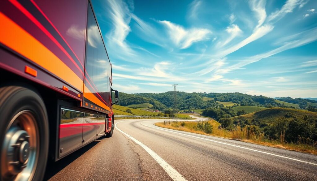 A sleek car transporter truck winding its way through the picturesque landscapes of Virginia, preparing to embark on its journey to Ohio. The vehicle's bold colors and streamlined design catch the eye, reflecting the speed and efficiency of the Virginia to Ohio auto transport service. In the foreground, the truck's tires grip the asphalt, while in the middle ground, the rolling hills and lush greenery of the Virginian countryside unfold. The background is framed by a clear blue sky, with wispy clouds adding a sense of motion and dynamism to the scene. The lighting is warm and golden, creating a sense of warmth and reliability, perfectly capturing the essence of a secure and trustworthy Virginia to Ohio car shipping experience. A sleek car transporter truck winding its way through the picturesque landscapes of Virginia, preparing to embark on its journey to Ohio. The vehicle's bold colors and streamlined design catch the eye, reflecting the speed and efficiency of the Virginia to Ohio auto transport service. In the foreground, the truck's tires grip the asphalt, while in the middle ground, the rolling hills and lush greenery of the Virginian countryside unfold. The background is framed by a clear blue sky, with wispy clouds adding a sense of motion and dynamism to the scene. The lighting is warm and golden, creating a sense of warmth and reliability, perfectly capturing the essence of a secure and trustworthy Virginia to Ohio car shipping experience.