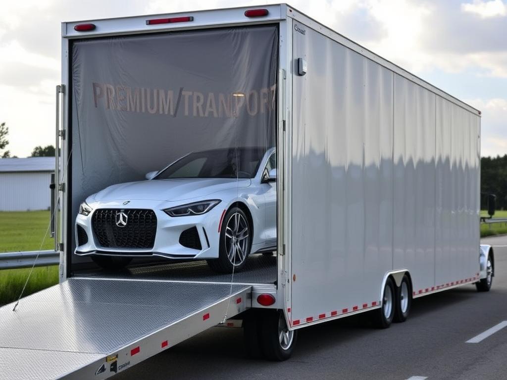 Enclosed car transport trailer for premium vehicle shipping in Texas Enclosed car transport trailer for premium vehicle shipping in Texas