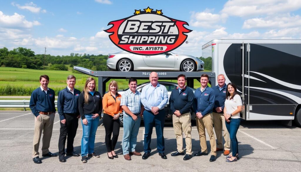 Best Car Shipping Inc team with transport truck ready for Delaware car shipping Best Car Shipping Inc team with transport truck ready for Delaware car shipping