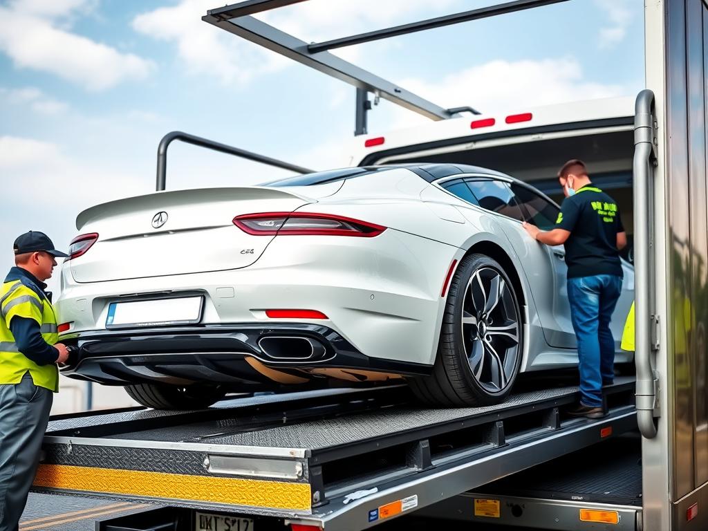 Car being loaded onto a Best Car Shipping Inc carrier Car being loaded onto a Best Car Shipping Inc carrier