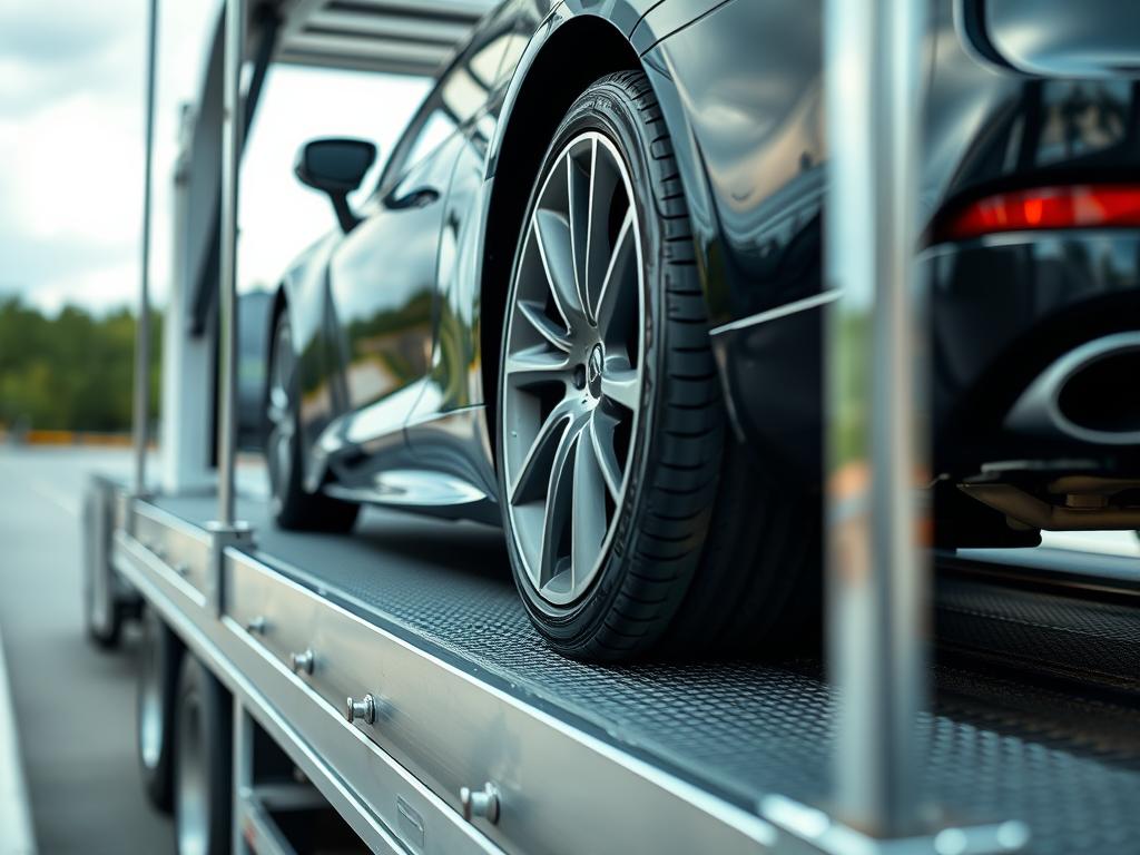 Car being loaded onto an Arkansas car shipping carrier Car being loaded onto an Arkansas car shipping carrier