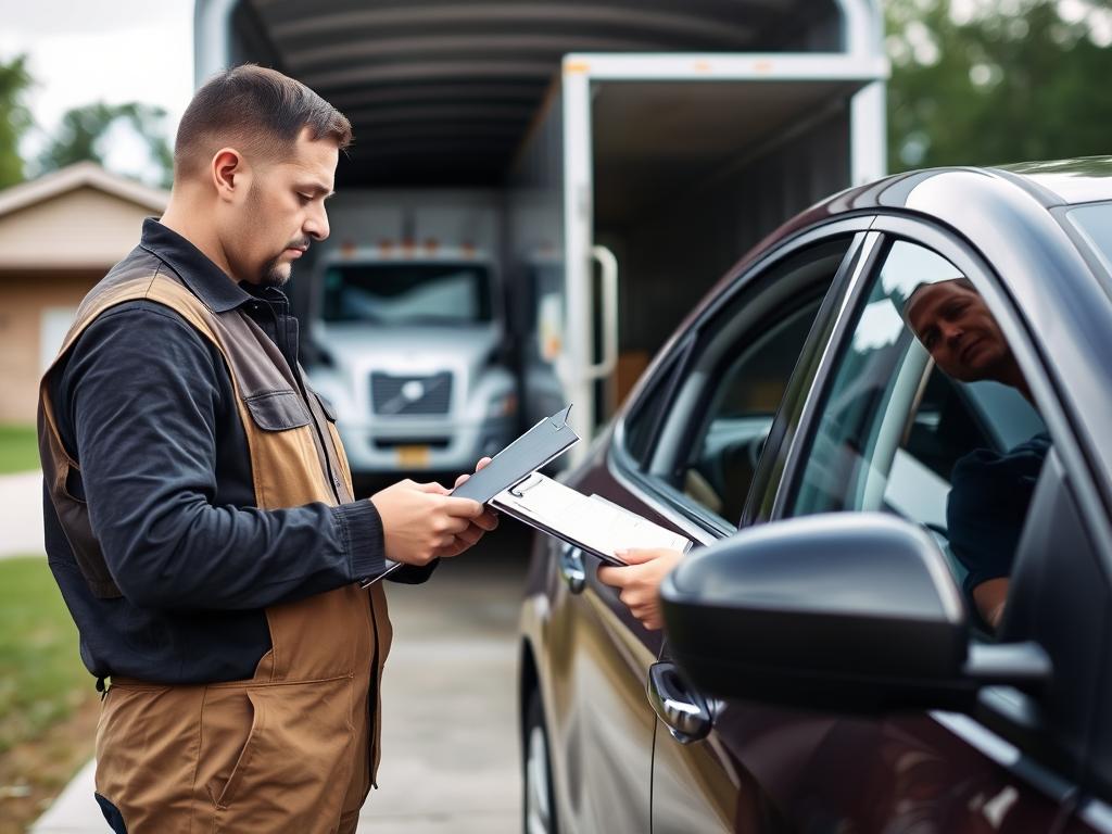 Car being picked up for transport in Texas