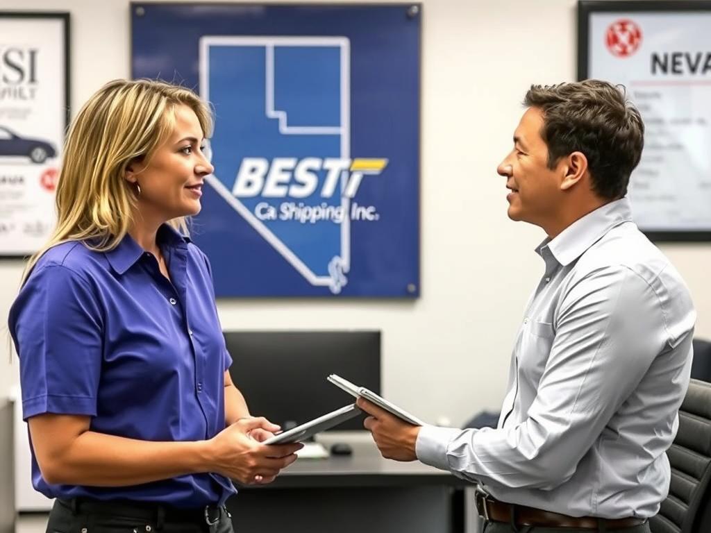 Customer booking Nevada car shipping service with Best Car Shipping Inc representative Customer booking Nevada car shipping service with Best Car Shipping Inc representative