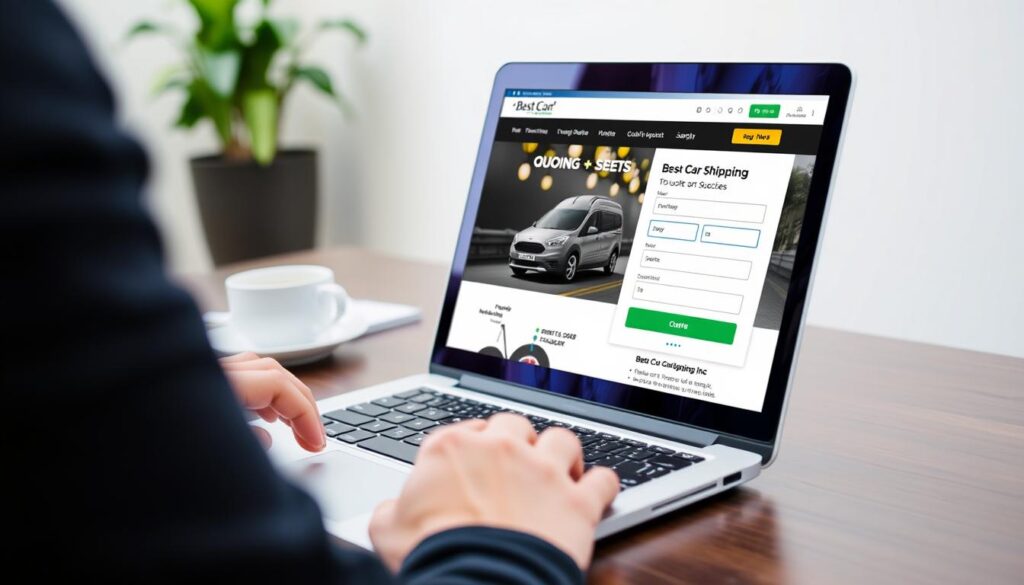 Customer getting a car shipping quote online Customer getting a car shipping quote online