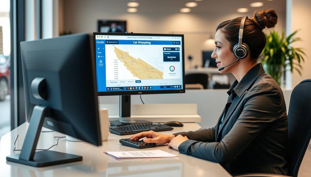 Customer service representative answering Nevada car shipping questions Customer service representative answering Nevada car shipping questions