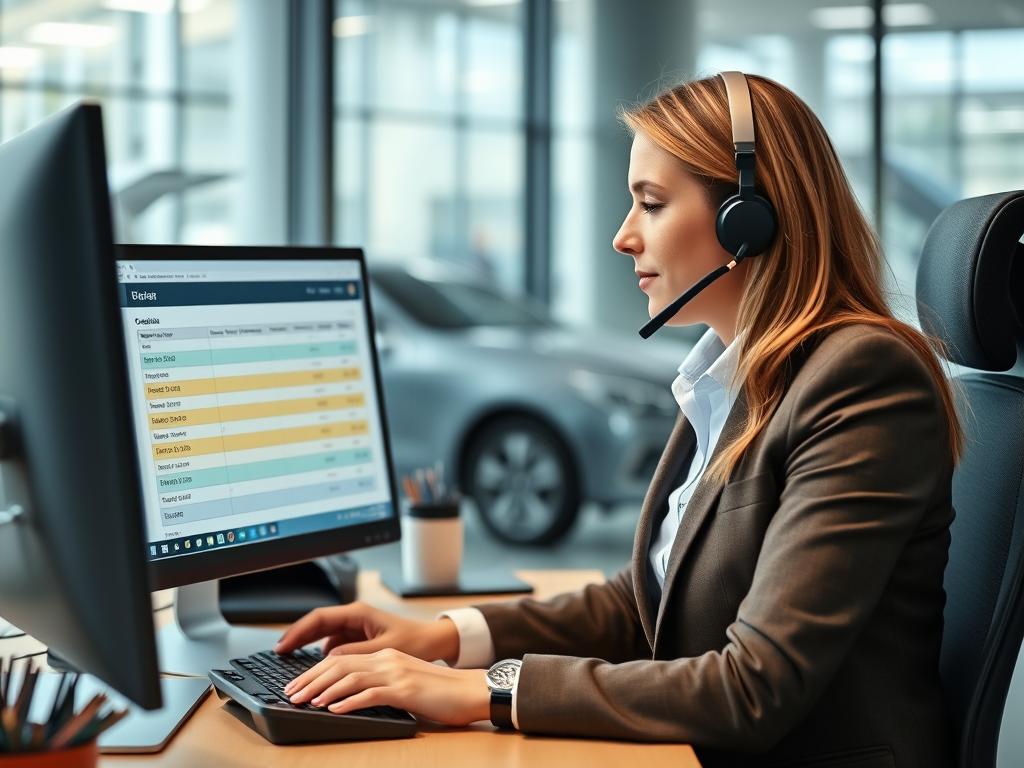Customer service representative confirming Utah car shipping details Customer service representative confirming Utah car shipping details