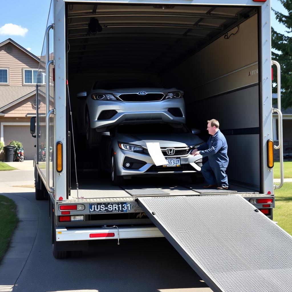 Door-to-door car delivery service in North Dakota residential area Door-to-door car delivery service in North Dakota residential area