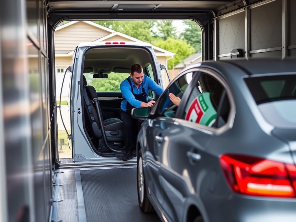 Door-to-door car delivery service in Wisconsin residential area Door-to-door car delivery service in Wisconsin residential area