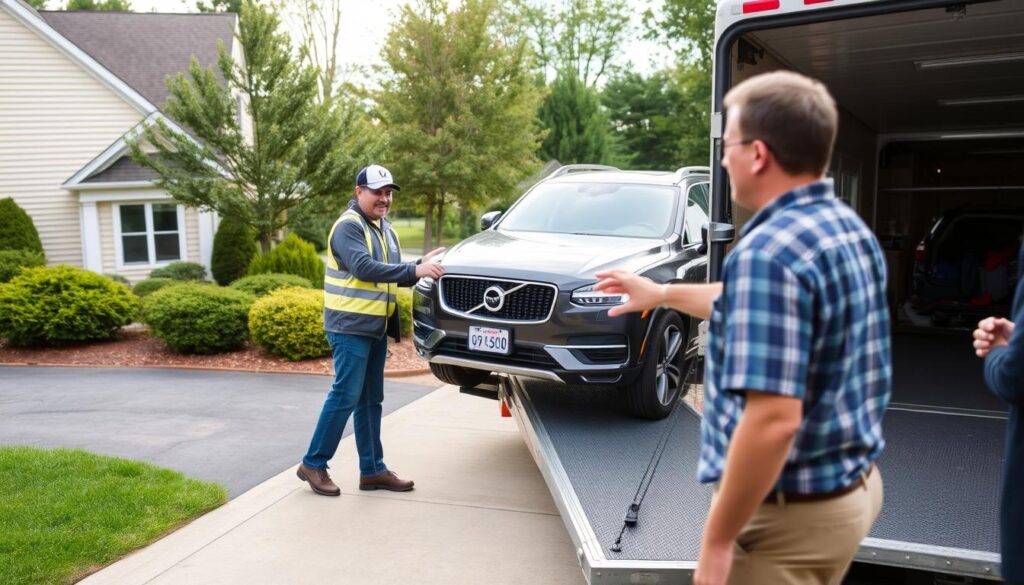 Door-to-door car delivery service in a Virginia residential neighborhood Door-to-door car delivery service in a Virginia residential neighborhood