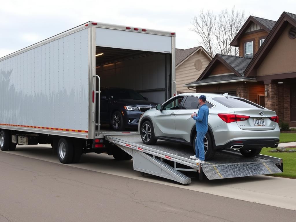 Door-to-door car delivery service in residential South Dakota neighborhood Door-to-door car delivery service in residential South Dakota neighborhood