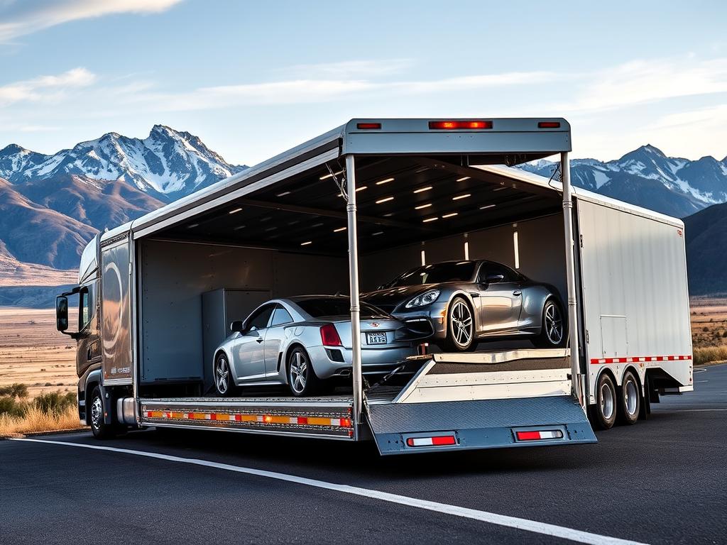Enclosed car carrier providing premium protection for luxury vehicle in South Dakota Enclosed car carrier providing premium protection for luxury vehicle in South Dakota