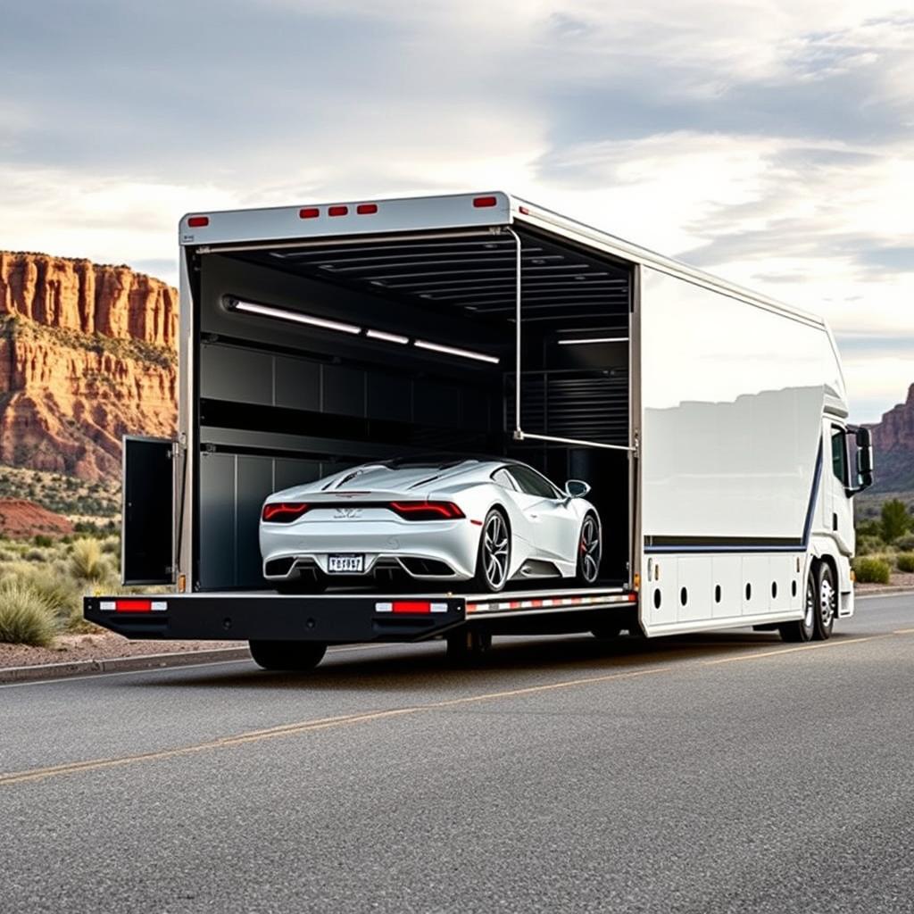 Enclosed car carrier providing premium protection for luxury vehicles Enclosed car carrier providing premium protection for luxury vehicles