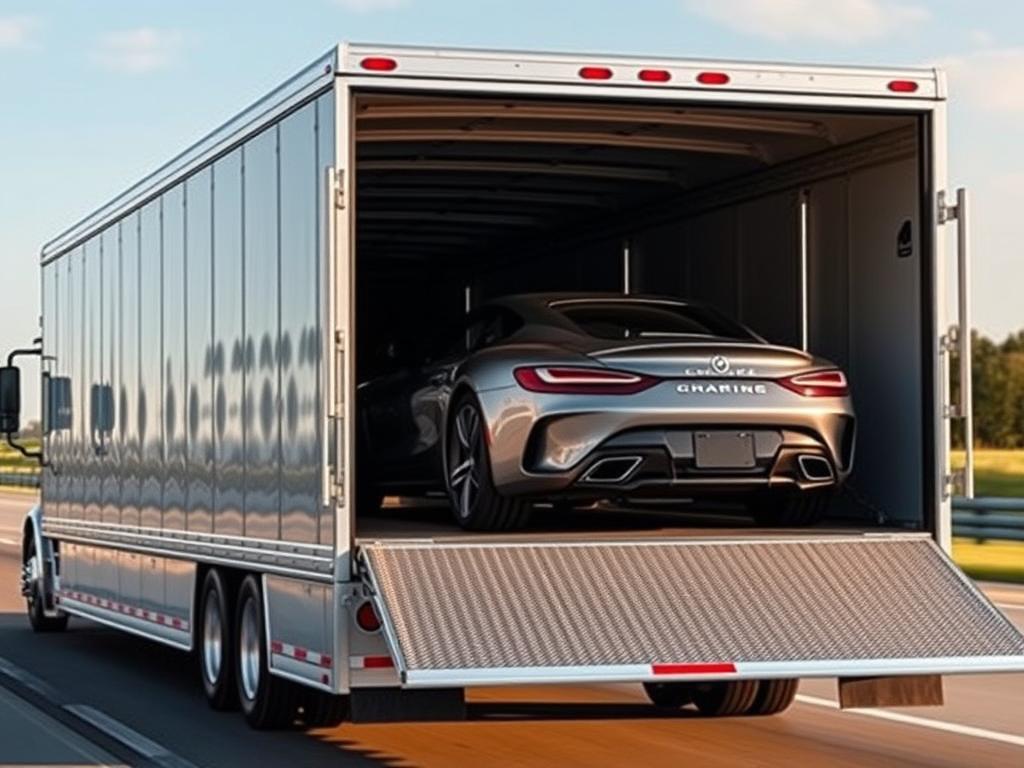 Enclosed car carrier providing premium protection for luxury vehicles Enclosed car carrier providing premium protection for luxury vehicles