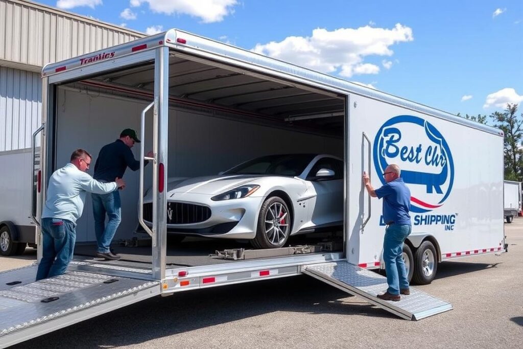 Enclosed car transport trailer for luxury Kentucky car shipping Enclosed car transport trailer for luxury Kentucky car shipping