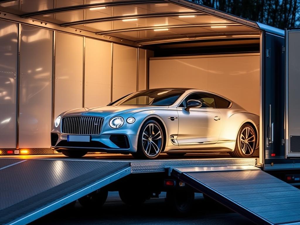 Enclosed car transport trailer for luxury vehicle shipping in Massachusetts Enclosed car transport trailer for luxury vehicle shipping in Massachusetts