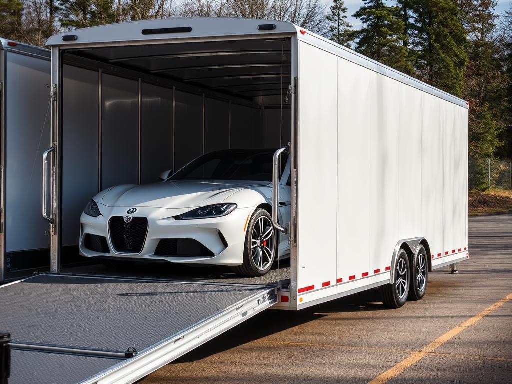 Enclosed car transport trailer for premium Wisconsin vehicle shipping Enclosed car transport trailer for premium Wisconsin vehicle shipping