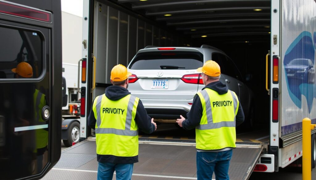 Expedited car shipping service loading a vehicle in Virginia Expedited car shipping service loading a vehicle in Virginia