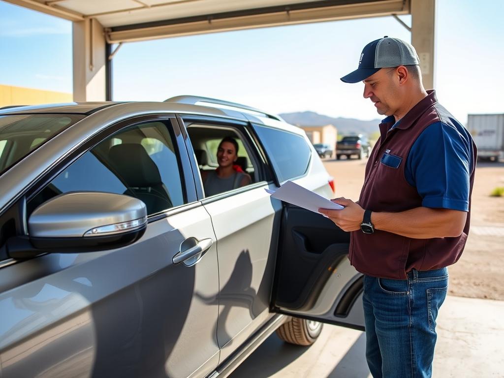 Final vehicle inspection during delivery in New Mexico Final vehicle inspection during delivery in New Mexico
