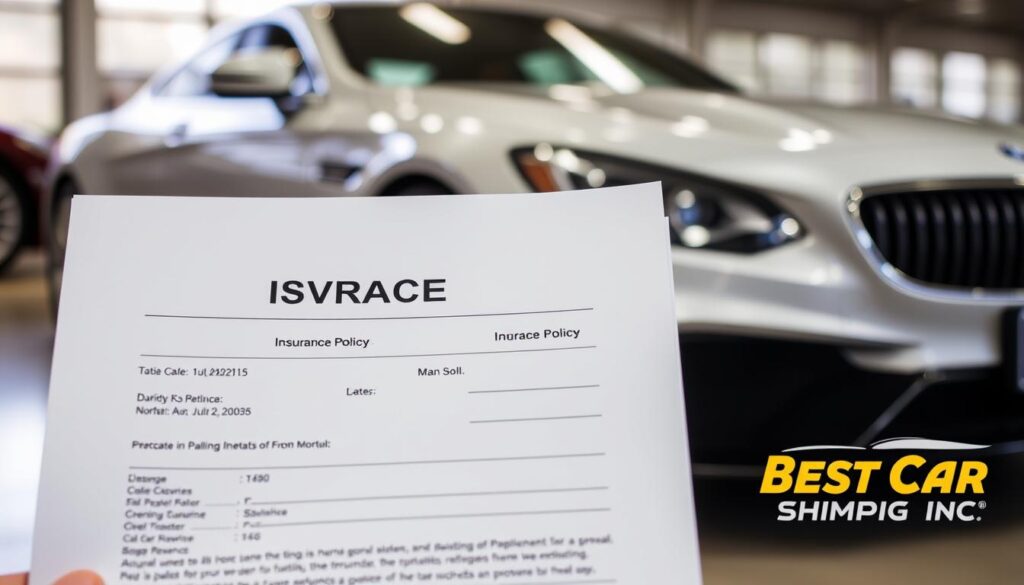 Insurance document for Hawaii car transport with vehicle in background Insurance document for Hawaii car transport with vehicle in background