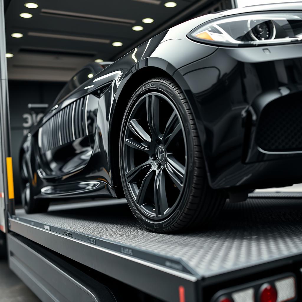 Insured and protected vehicle being loaded onto a Best Car Shipping Inc transport truck Insured and protected vehicle being loaded onto a Best Car Shipping Inc transport truck