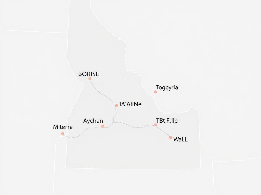 Map of Idaho showing Best Car Shipping Inc's service coverage areas Map of Idaho showing Best Car Shipping Inc's service coverage areas