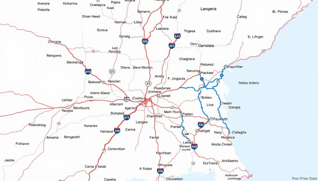 Map of Mississippi showing major highways and shipping routes Map of Mississippi showing major highways and shipping routes