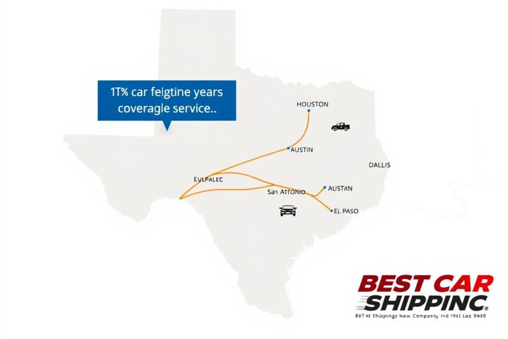Map of Texas showing Best Car Shipping Inc service coverage