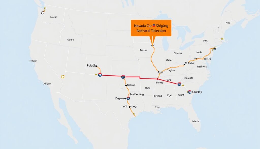 Map of popular Nevada car shipping routes Map of popular Nevada car shipping routes