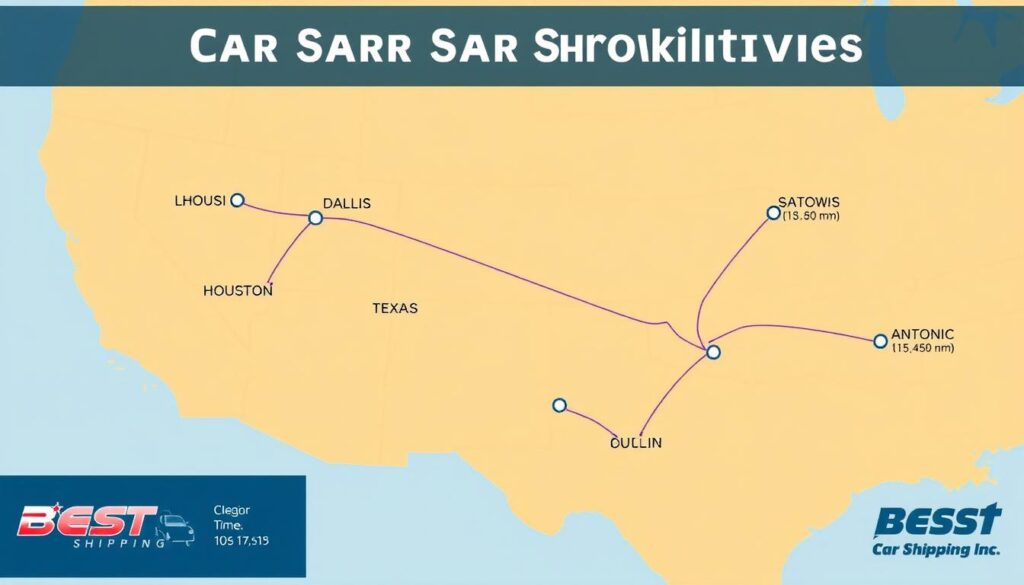 Map of popular Texas car shipping routes