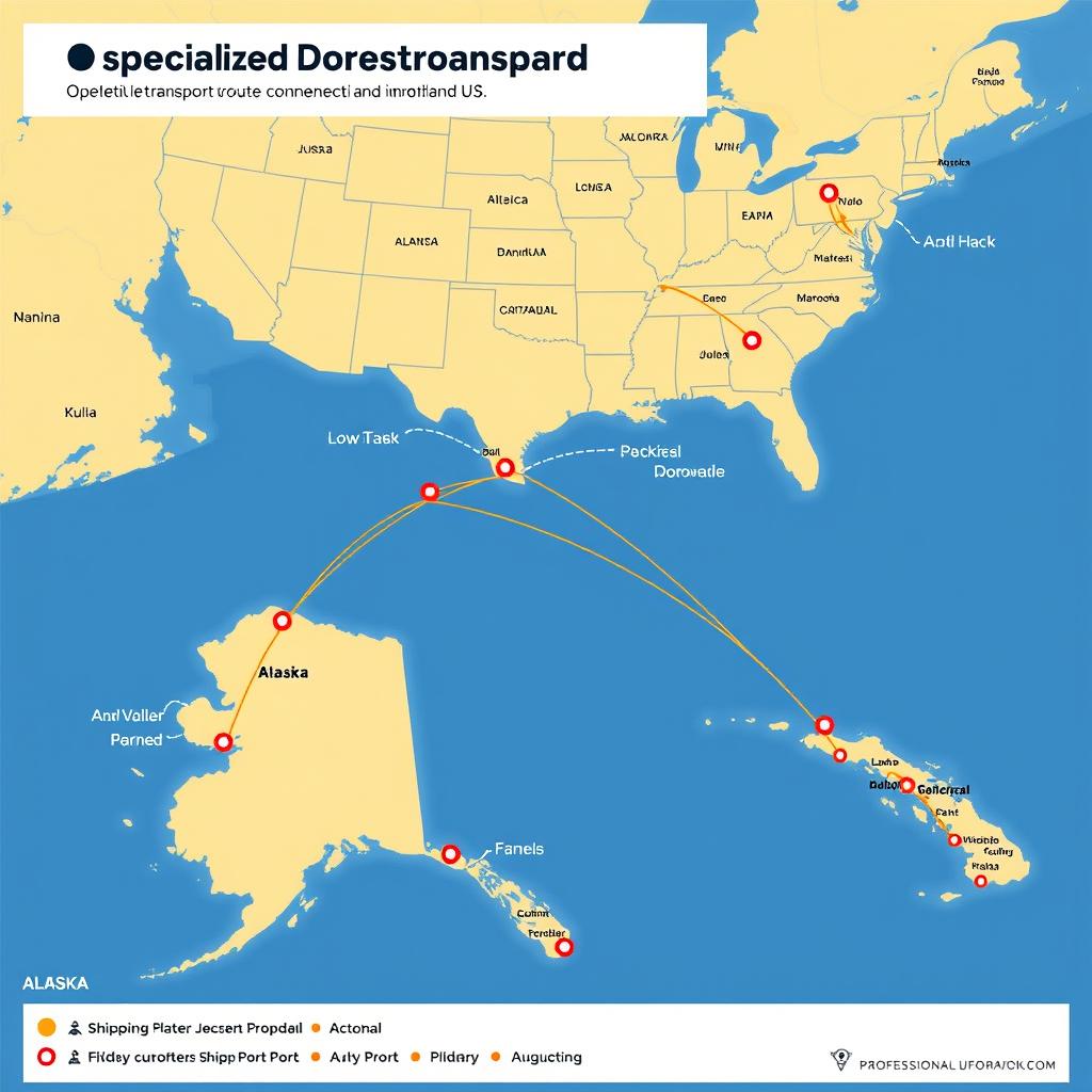 Map showing Best Car Shipping Inc's Alaska transport routes Map showing Best Car Shipping Inc's Alaska transport routes