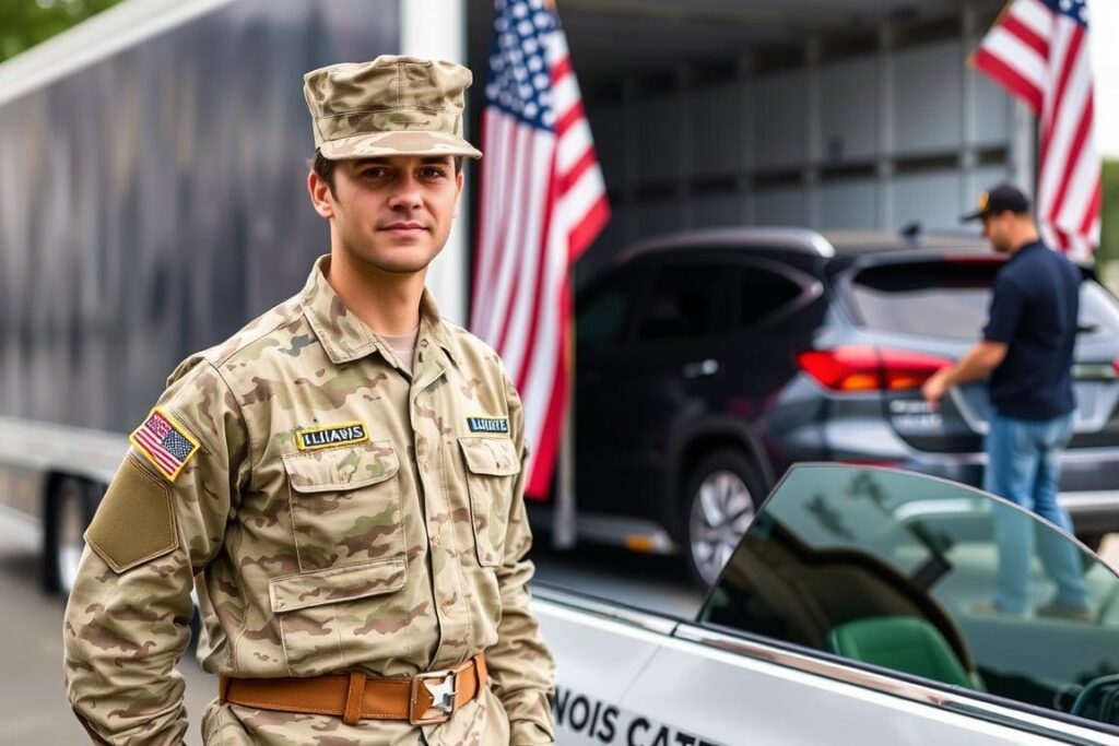 Military personnel with vehicle for Illinois car shipping Military personnel with vehicle for Illinois car shipping