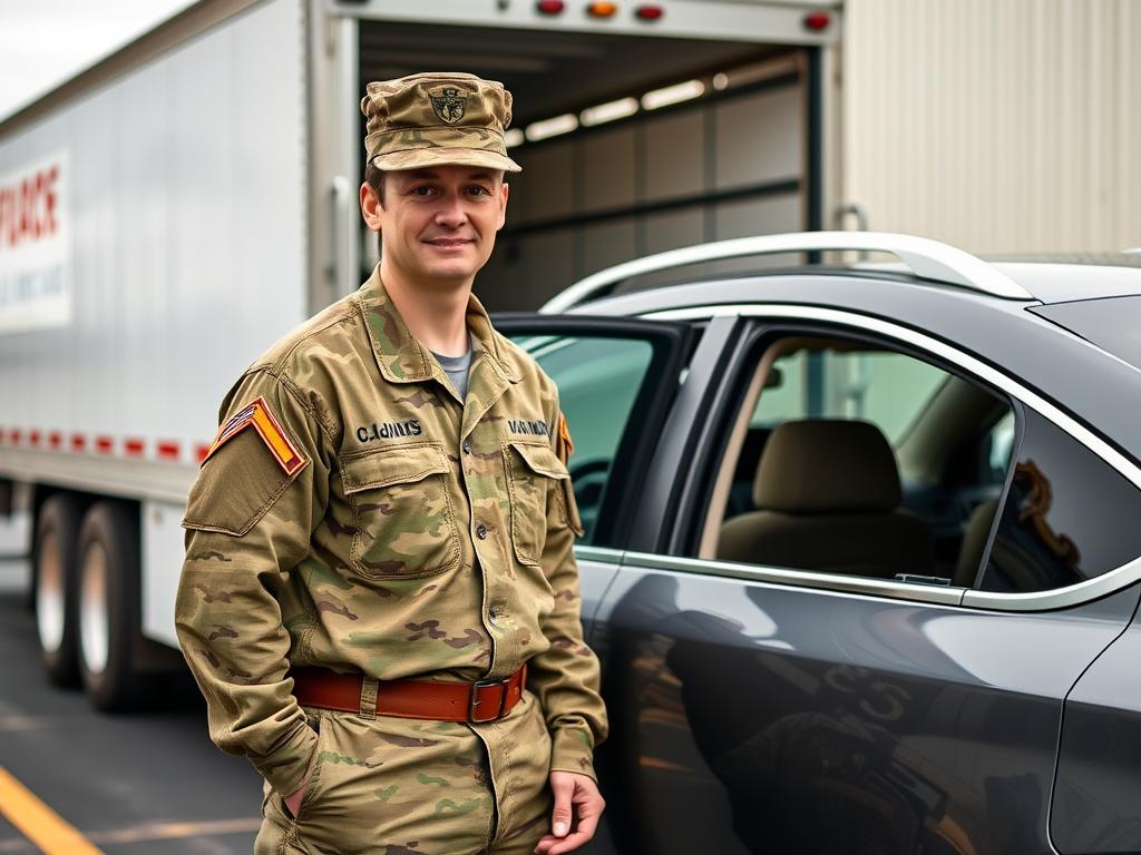 Military service member with vehicle being prepared for shipping in New Jersey Military service member with vehicle being prepared for shipping in New Jersey