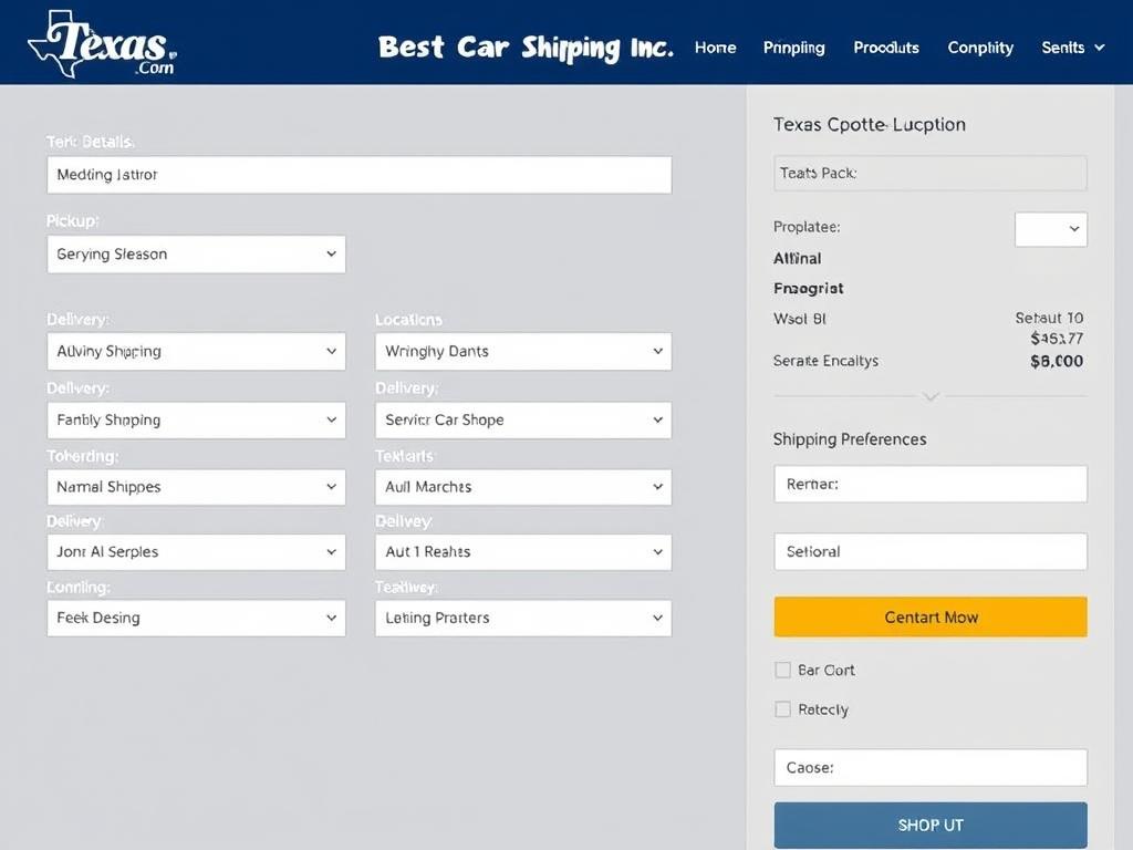 Online quote form for Texas car shipping