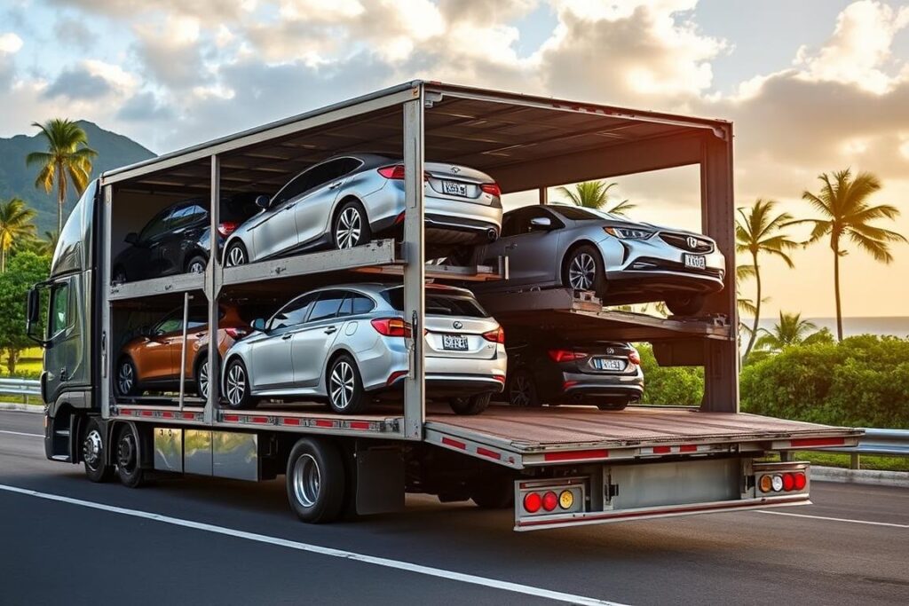 Open carrier transport truck for Hawaii car shipping Open carrier transport truck for Hawaii car shipping