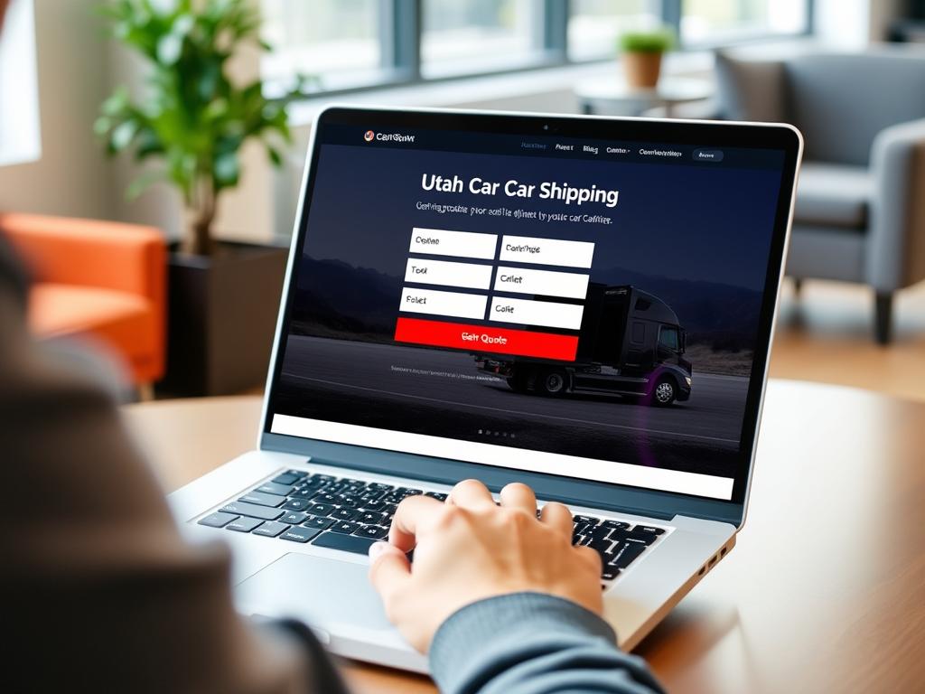 Person getting a free quote for Utah car shipping online Person getting a free quote for Utah car shipping online