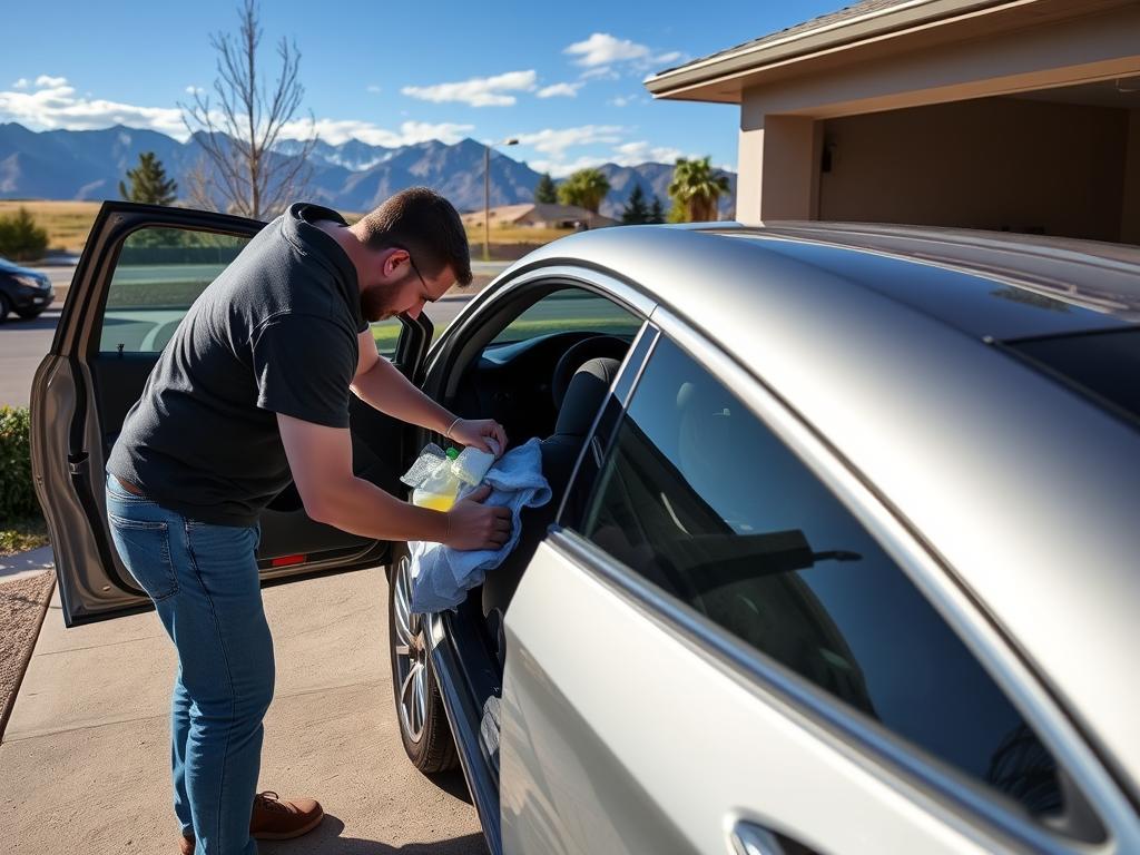 Person preparing their vehicle for shipping in Utah Person preparing their vehicle for shipping in Utah