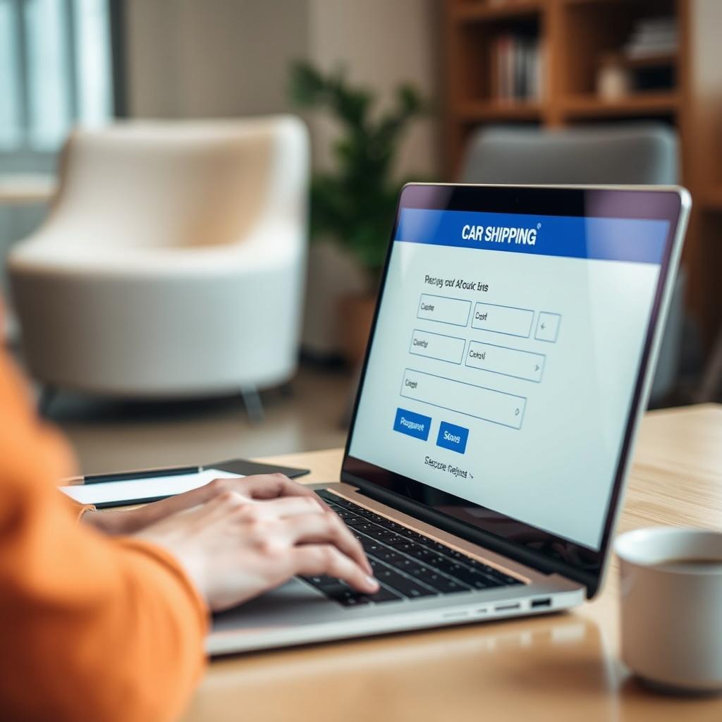 Person requesting a car shipping quote online