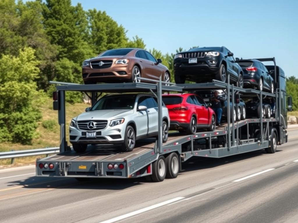 Professional Illinois car shipping carrier transporting multiple vehicles Professional Illinois car shipping carrier transporting multiple vehicles