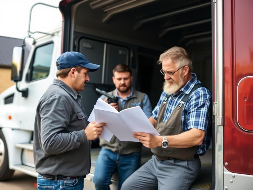 Professional driver conducting vehicle inspection before Tennessee car shipping Professional driver conducting vehicle inspection before Tennessee car shipping