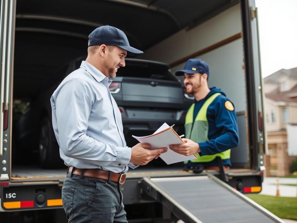 Professional driver loading a vehicle onto a transport truck in Utah Professional driver loading a vehicle onto a transport truck in Utah