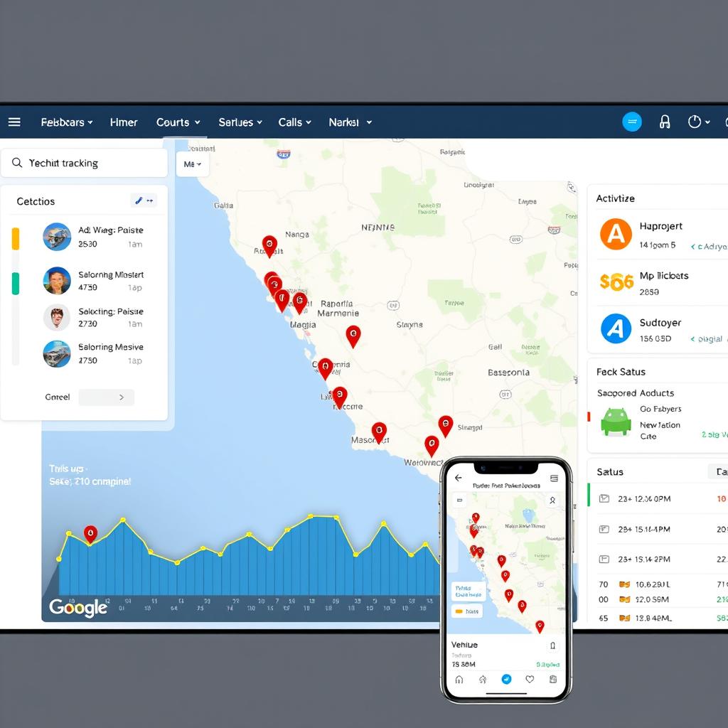 Real-time tracking system for California car shipping showing vehicle location