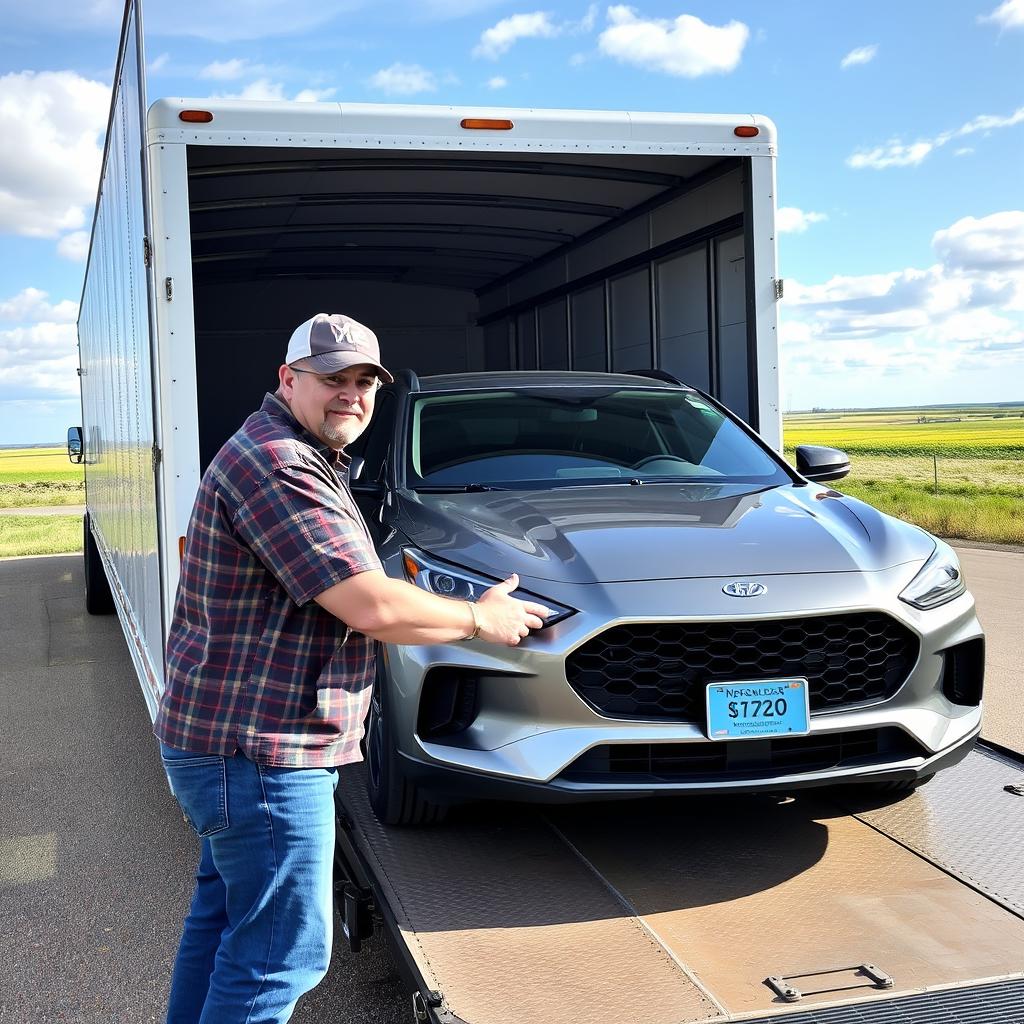 Satisfied customer receiving their vehicle in Nebraska Satisfied customer receiving their vehicle in Nebraska