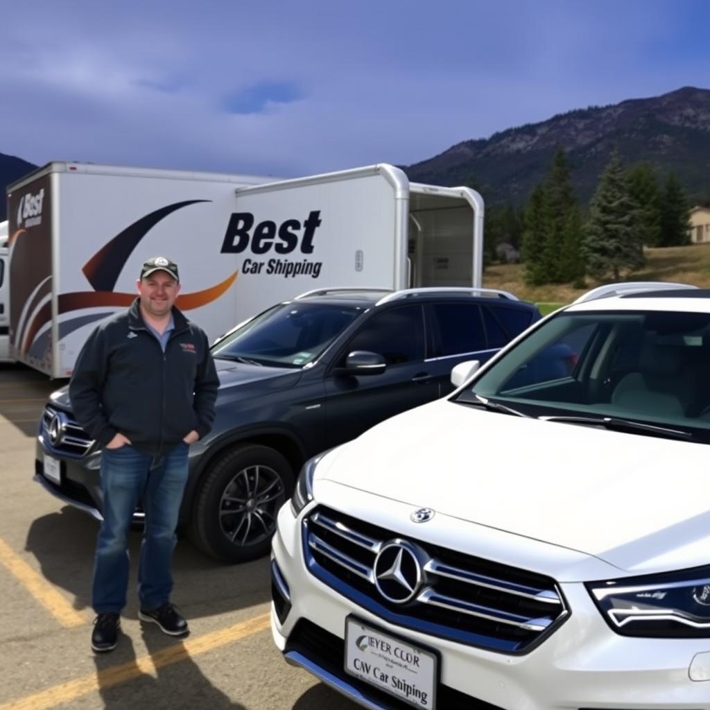 Satisfied customer with delivered vehicle Satisfied customer with delivered vehicle