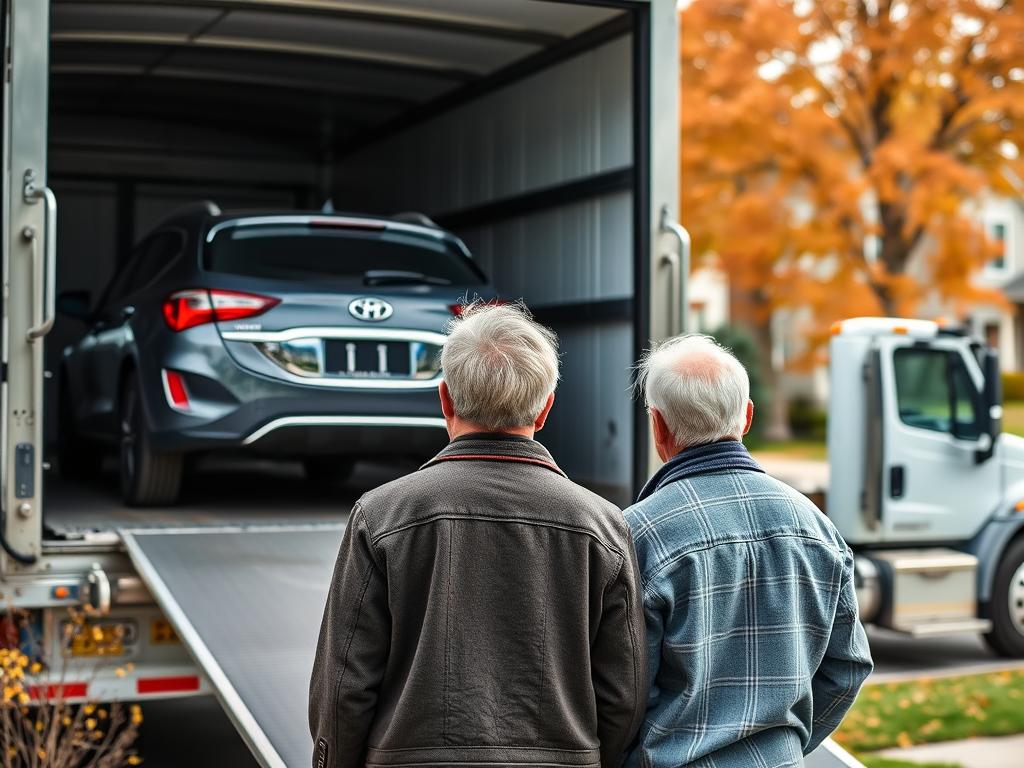Snowbird customer's car being prepared for seasonal shipping from New Jersey Snowbird customer's car being prepared for seasonal shipping from New Jersey