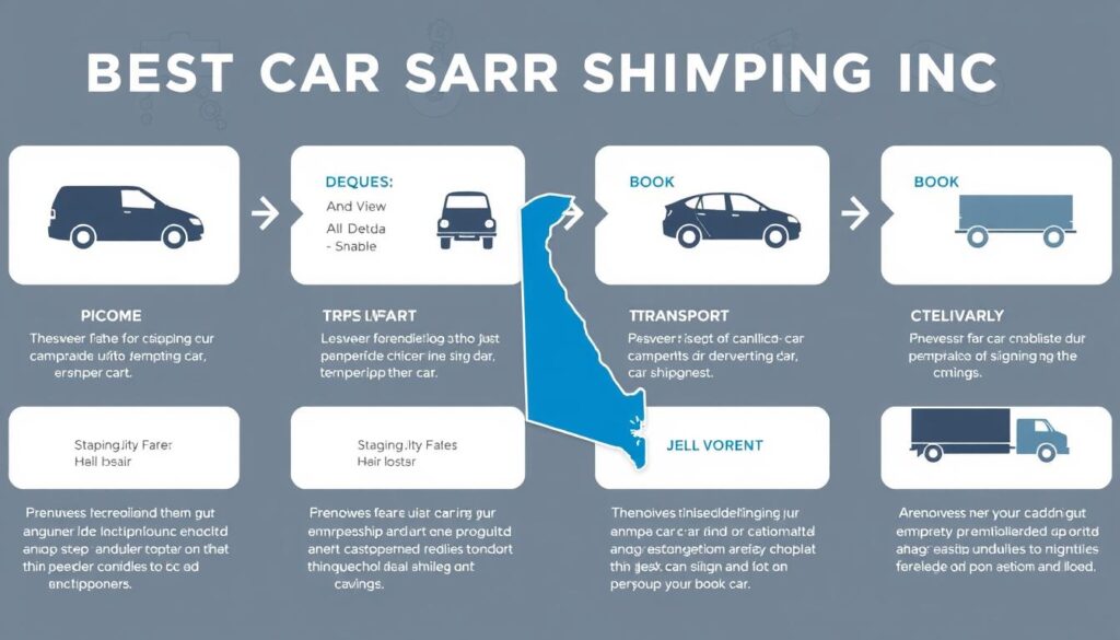 Step-by-step Delaware car shipping process infographic Step-by-step Delaware car shipping process infographic