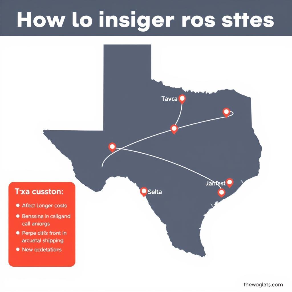 Texas route map showing distance factors