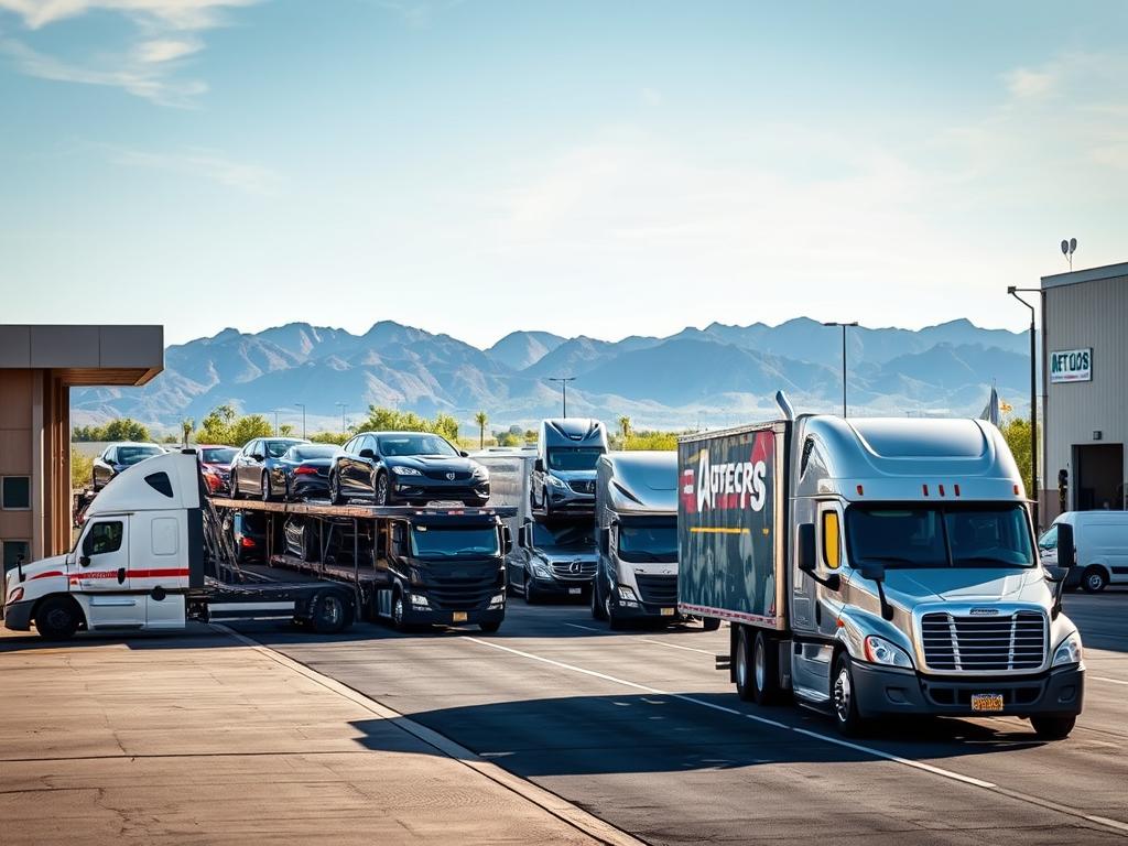 Tucson auto transport terminal with multiple car carriers Tucson auto transport terminal with multiple car carriers