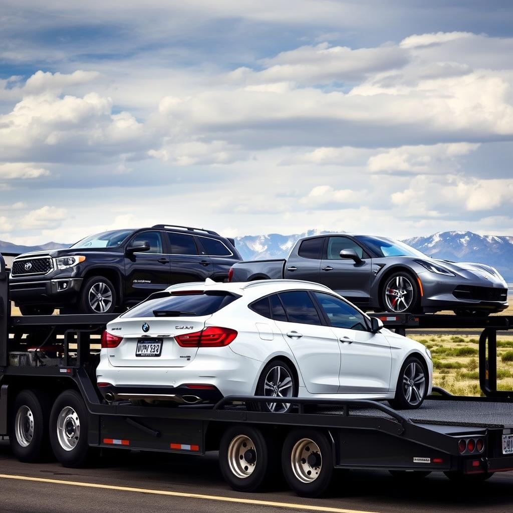 Various vehicle types being transported Various vehicle types being transported