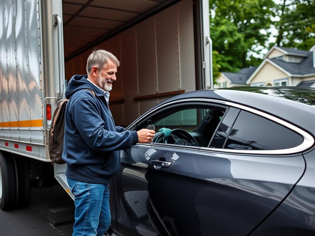 Vehicle being delivered to customer in New Jersey after shipping Vehicle being delivered to customer in New Jersey after shipping